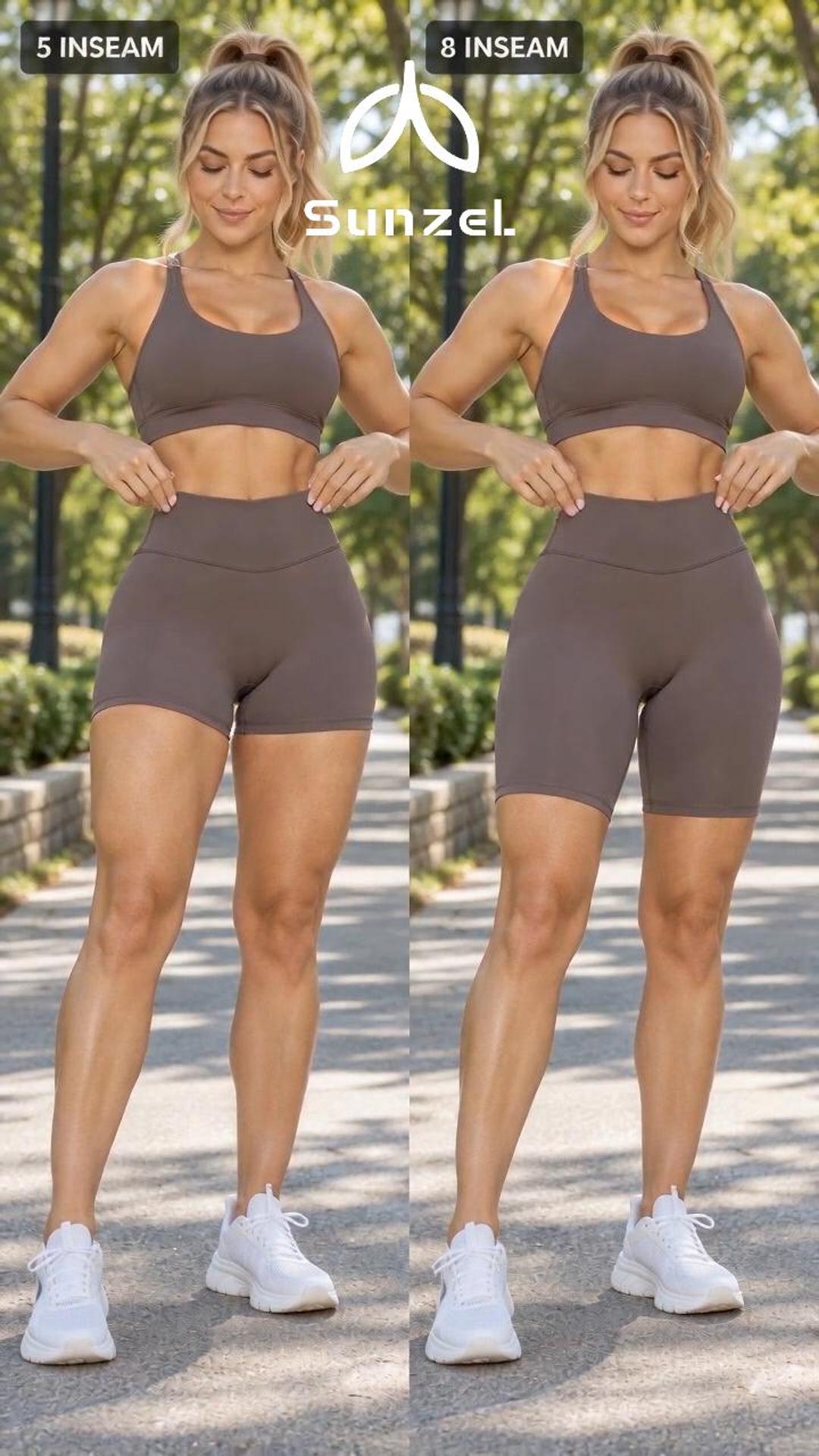 Sunzel Women's No Front Seam High Waisted Biker Shorts for Yoga